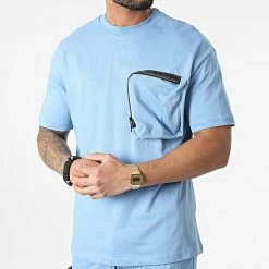 Budget ⌛ Ensemble Tee 🛒 Shirt A Poche Poitrine Et Short Jogging G22-632 Bleu Clair de Classic Series 😍 -HautStyle Boutique classic series 308430 G22 632T MAVI 20220310T155208 03