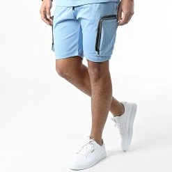 Budget ⌛ Ensemble Tee 🛒 Shirt A Poche Poitrine Et Short Jogging G22-632 Bleu Clair de Classic Series 😍 -HautStyle Boutique classic series 308430 G22 632T MAVI 20220310T155209 04