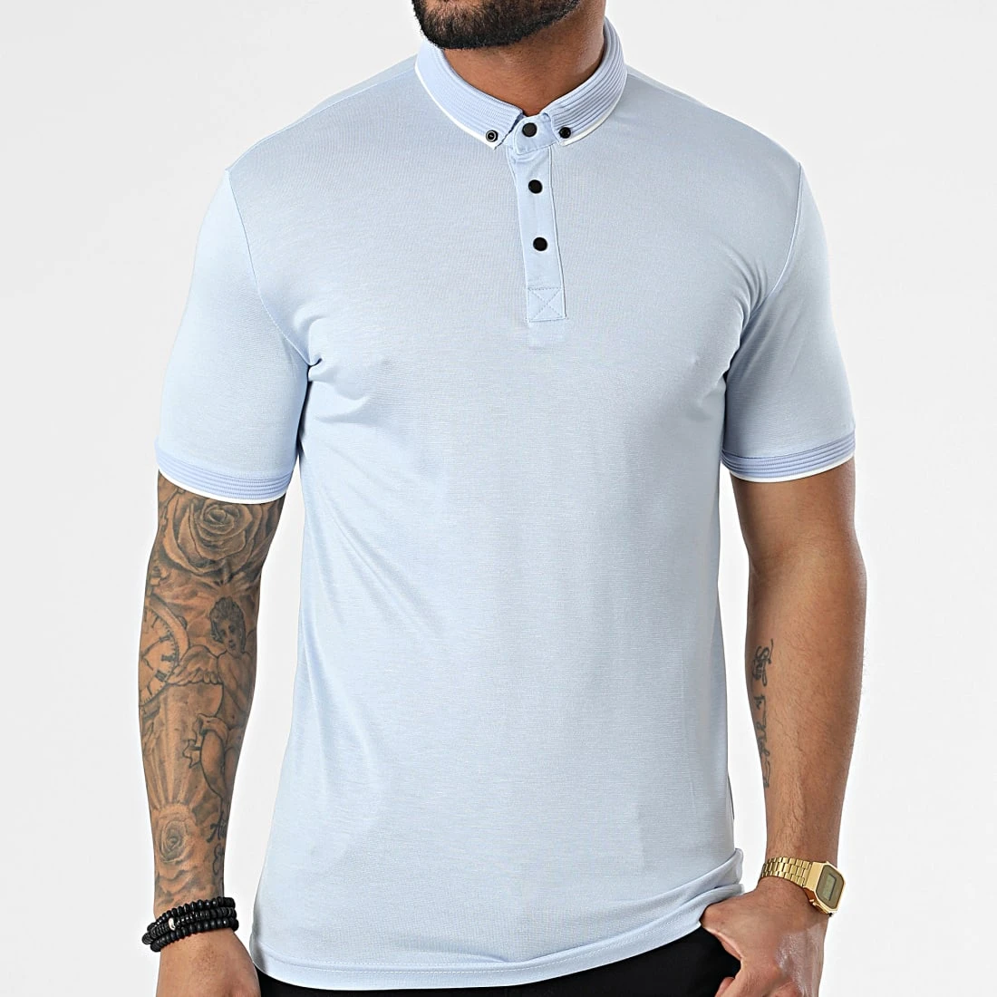 De gros ❤️ Polo A Manches Courtes 1723 Bleu Clair de Classic Series ✔️ 5 De gros ❤️ Polo A Manches Courtes 1723 Bleu Clair de Classic Series ✔️ – Image 3