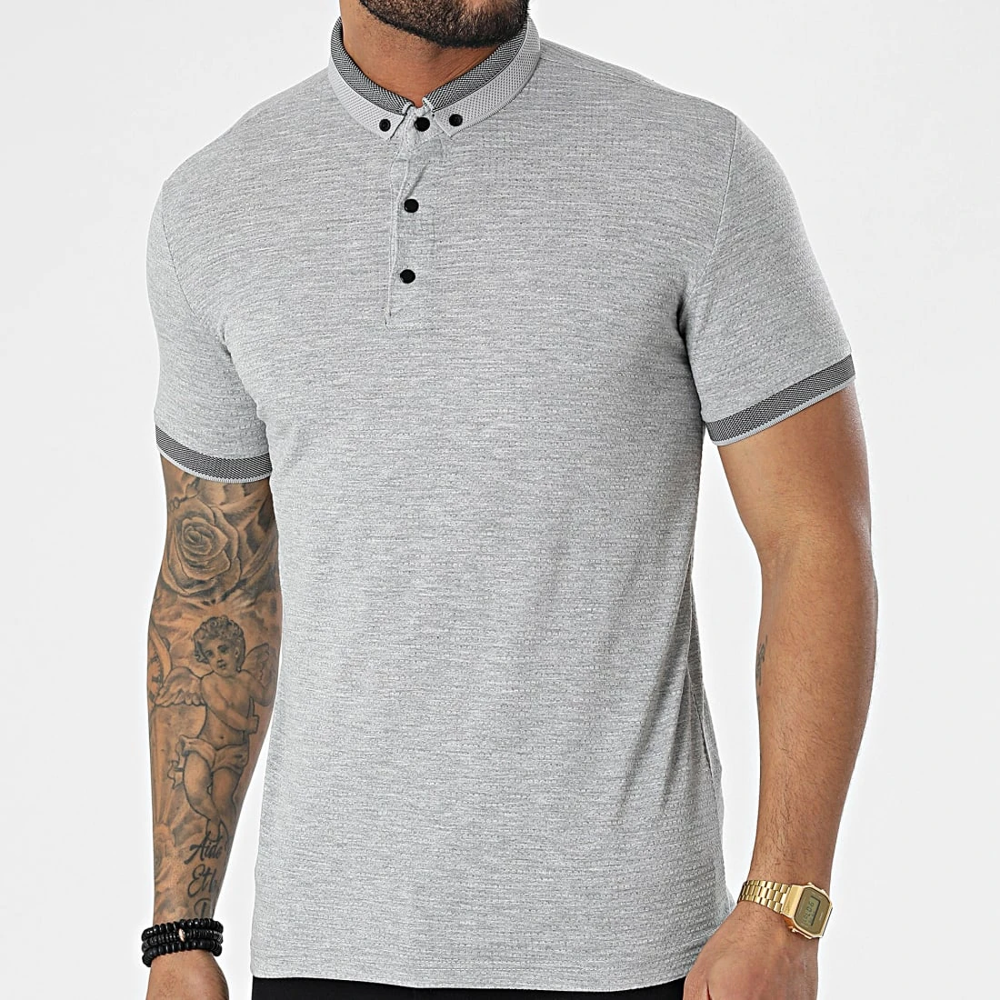 Le moins cher 😀 Polo A Manches Courtes 1095 Gris Chiné de Classic Series ❤️ 3 Le moins cher 😀 Polo A Manches Courtes 1095 Gris Chiné de Classic Series ❤️