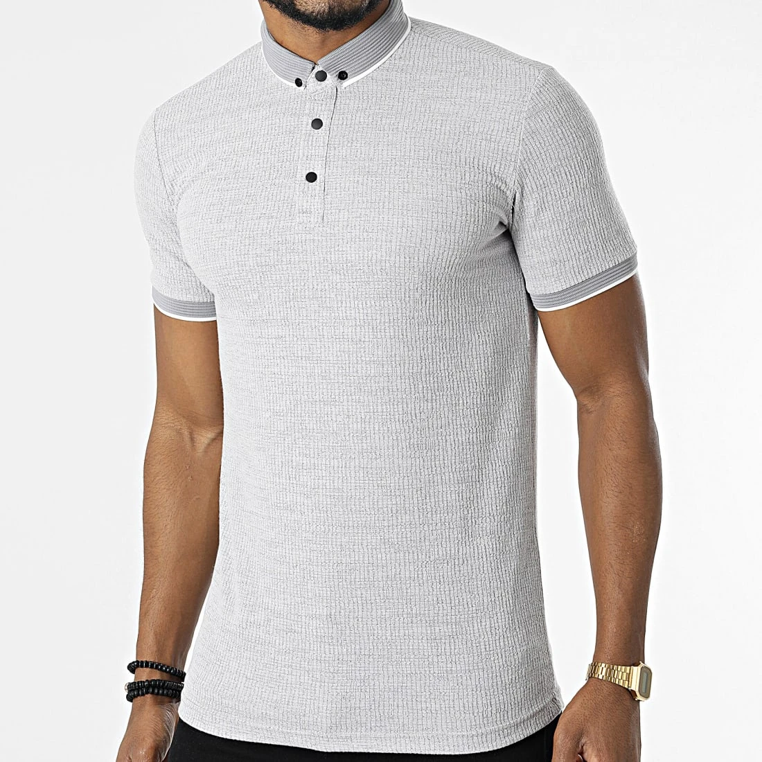 Remise ⭐ Polo Manches Courtes 1246 Gris Chiné de Classic Series 🔔 3 Remise ⭐ Polo Manches Courtes 1246 Gris Chiné de Classic Series 🔔