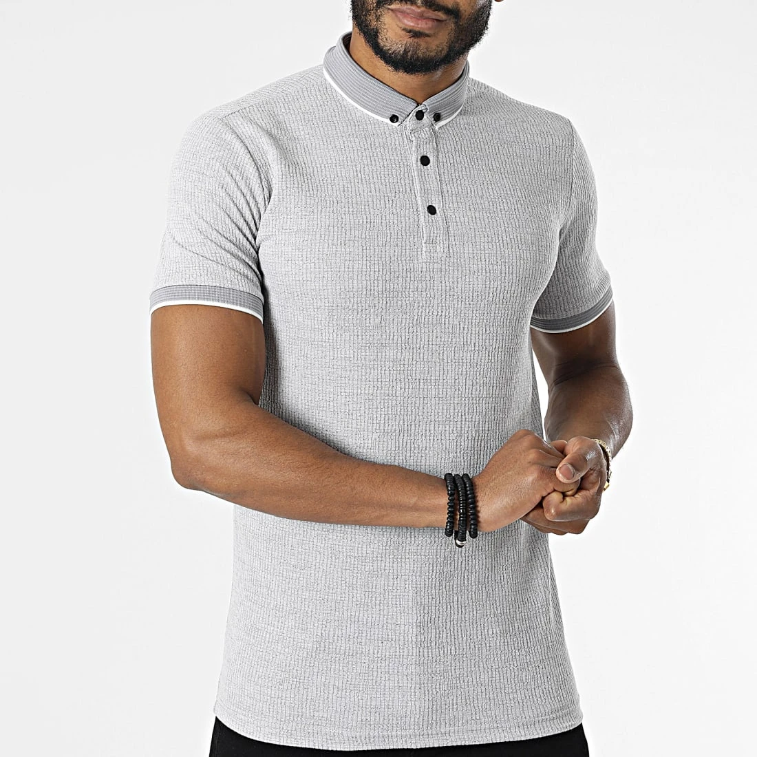 Remise ⭐ Polo Manches Courtes 1246 Gris Chiné de Classic Series 🔔 5 Remise ⭐ Polo Manches Courtes 1246 Gris Chiné de Classic Series 🔔 – Image 3