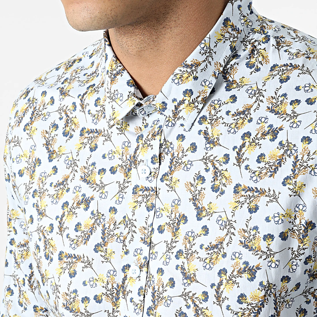 Nouveau 👏 Chemise Manches Longues Floral H70025 Bleu Clair de Classic Series ✔️ 4 Nouveau 👏 Chemise Manches Longues Floral H70025 Bleu Clair de Classic Series ✔️ – Image 2