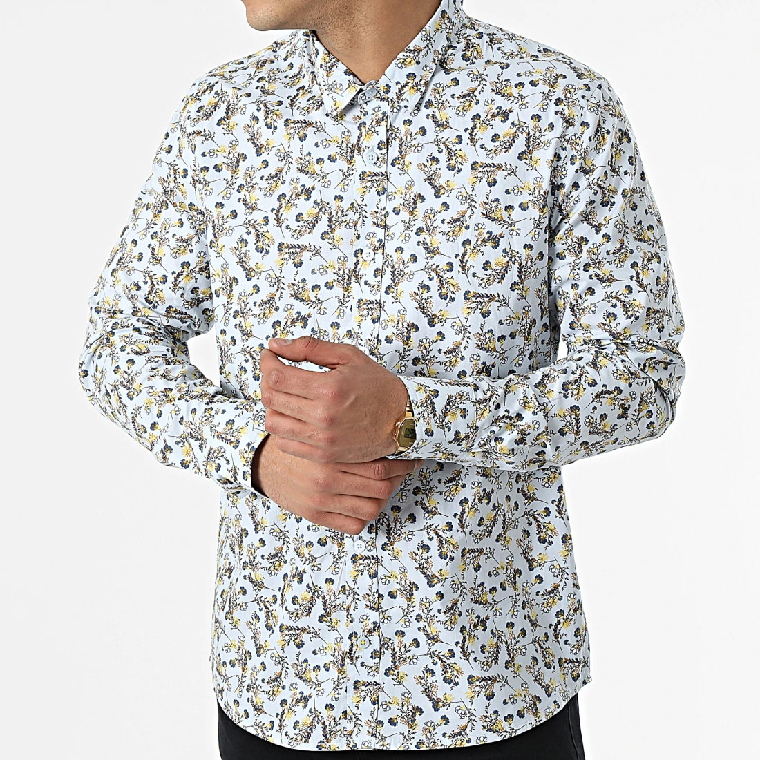 Nouveau 👏 Chemise Manches Longues Floral H70025 Bleu Clair de Classic Series ✔️ 5 Nouveau 👏 Chemise Manches Longues Floral H70025 Bleu Clair de Classic Series ✔️ – Image 3