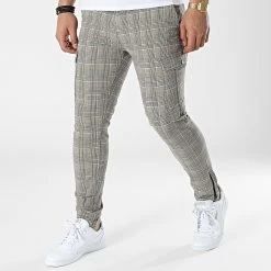 Grosses soldes 🥰 Pantalon A Carreaux H60032 Beige de Classic Series 🎉