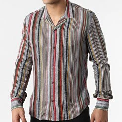 Meilleur prix 😉 Chemise Manches Longues G-9035 Gris Rouge de Classic Series ⌛