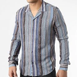 De gros ⭐ Chemise Manches Longues G-9035 Gris Bleu de Classic Series 🎉