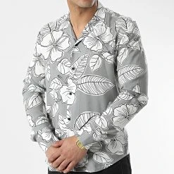 Sortie 😉 Chemise Manches Longues G-9032 Gris Blanc de Classic Series ❤️ -HautStyle Boutique classic series 310615 G 9032 WHITE GREY 20220329T162542 03