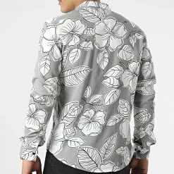 Sortie 😉 Chemise Manches Longues G-9032 Gris Blanc de Classic Series ❤️ -HautStyle Boutique classic series 310615 G 9032 WHITE GREY 20220329T162544 04