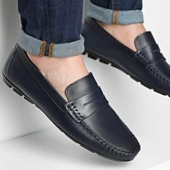 Sortie 🎉 Mocassins Cuir DR-24 Bleu Marine de Classic Series 👍