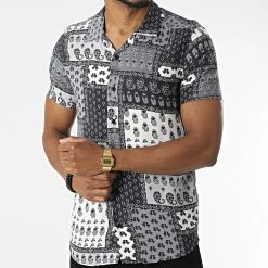 Sortie ⭐ Chemise A Manches Courtes PP011 Gris Bandana de Classic Series ✨ -HautStyle Boutique classic series 317433 PP011 NOIR 20220504T142417 03