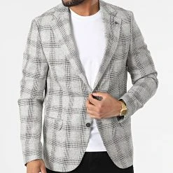 Le moins cher ⭐ Veste Blazer A Carreaux 11587 Gris Chiné de Classic Series ❤️ -HautStyle Boutique classic series 318196 11587 3 20220510T155848 03