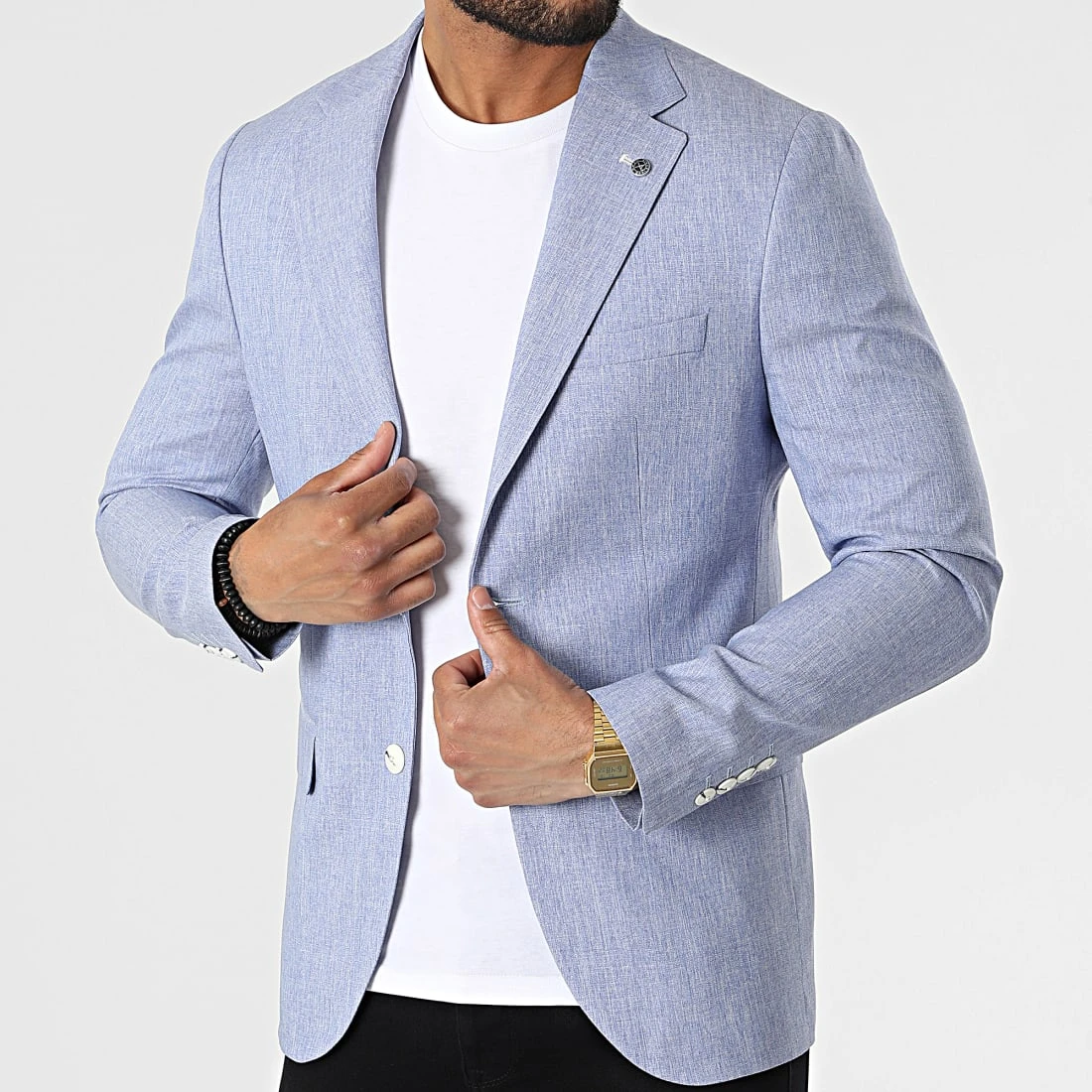 Remise ⭐ Veste Blazer 20507 Bleu Clair Chiné de Classic Series ⭐ 3 Remise ⭐ Veste Blazer 20507 Bleu Clair Chiné de Classic Series ⭐