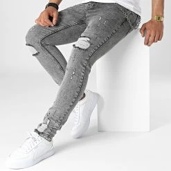 Bon marché ✔️ Jean Slim DH-5004 Gris de Classic Series 👏 -HautStyle Boutique classic series 318276 DH 5004 1 FUME 20220510T140044 03