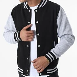 De gros ⌛ Veste Teddy JH043 Noir Gris Chiné de Classic Series ❤️