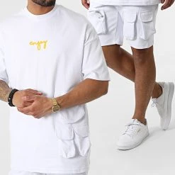 Offres ⌛ Ensemble Tee ❤️ Shirt Oversize Short Jogging Y205UST Blanc de Classic Series 😀