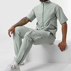 Budget 🛒 Ensemble Tee Shirt Zippé Jogger Pant F22-911T Vert Clair de Classic Series 🎉