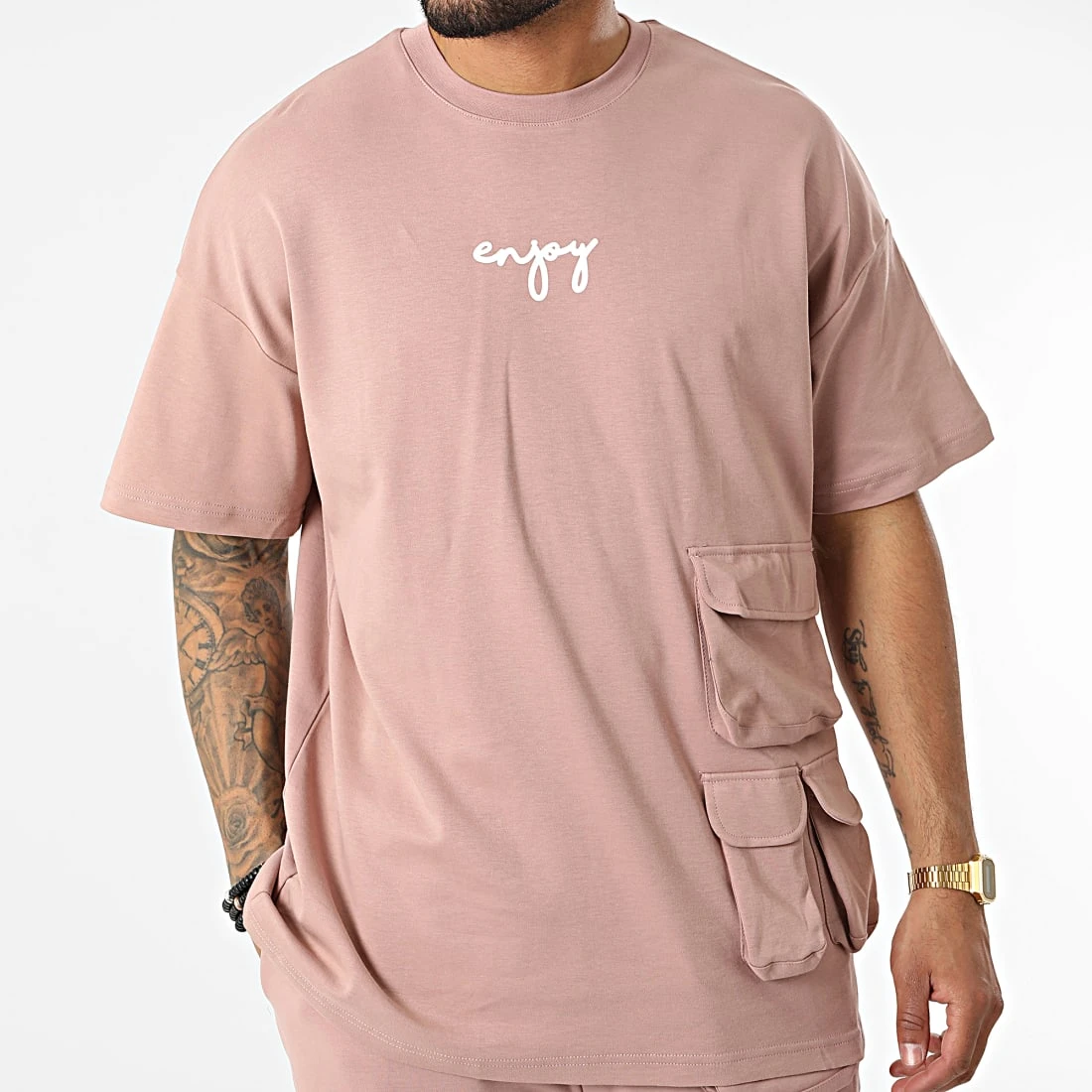 De gros 🔥 Ensemble Tee Shirt Oversize Short Jogging Y205UST Rose de Classic Series 🎁 5 De gros 🔥 Ensemble Tee Shirt Oversize Short Jogging Y205UST Rose de Classic Series 🎁 – Image 3