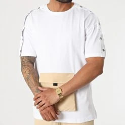 De gros ⌛ Ensemble Tee ❤️ Shirt Pantalon Cargo F22-907T Beige Blanc de Classic Series 🔥 -HautStyle Boutique classic series 321295 F22 907T BEYAZ BEJ 20220613T162738 03