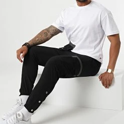 Meilleur prix ⌛ Ensemble Tee Shirt Poche Pantalon Jogging F22-906T Noir Blanc de Classic Series 🎁