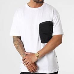 De gros 👍 Ensemble Tee 🛒 Shirt Poche Et Pantalon Jogging F22-909T Noir Blanc de Classic Series ✔️ -HautStyle Boutique classic series 323762 F22 909T BEYAZ SIYAH 20220708T102330 03