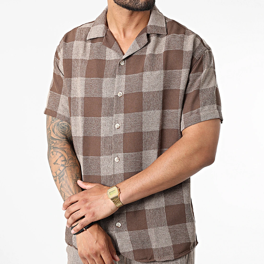 Meilleur prix 🔥 Ensemble Chemise Manches Courtes Et Pantalon Jogging PP021 Marron de Classic Series 👍 5 Meilleur prix 🔥 Ensemble Chemise Manches Courtes Et Pantalon Jogging PP021 Marron de Classic Series 👍 – Image 3