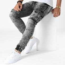 Offres ⌛ Pantalon Cargo Jean Slim E9688 Gris de Classic Series ❤️ -HautStyle Boutique classic series 325500 E9688 20220706T155018 03