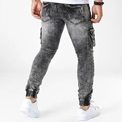 Offres ⌛ Pantalon Cargo Jean Slim E9688 Gris de Classic Series ❤️ -HautStyle Boutique classic series 325500 E9688 20220706T155019 04