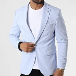 Nouveau ⌛ Veste Blazer X-6018 Bleu Clair de Classic Series 👍 -HautStyle Boutique classic series 325892 X 6018 CIEL 20220630T142034 03