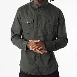 Promo ⌛ Chemise Manches Longues W-323 Vert Foncé de Classic Series 🥰