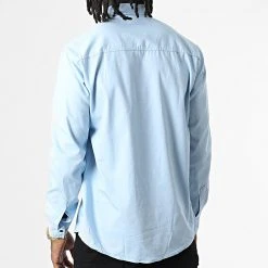 Grosses soldes 🧨 Chemise Manches Longues Col Mao W-324 Bleu Clair de Classic Series ❤️ -HautStyle Boutique classic series 325982 W 324 BLEU CIEL 20220701T150456 04