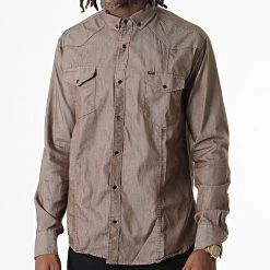 Le moins cher ✨ Chemise Manches Longues Col Mao W-324 Marron Foncé de Classic Series 🌟 -HautStyle Boutique classic series 326013 W 324 MARRON 20220701T152153 03