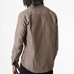 Le moins cher ✨ Chemise Manches Longues Col Mao W-324 Marron Foncé de Classic Series 🌟 -HautStyle Boutique classic series 326013 W 324 MARRON 20220701T152154 04