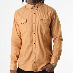 Meilleure vente 💯 Chemise Manches Longues Col Mao W-324 Camel de Classic Series 🔥