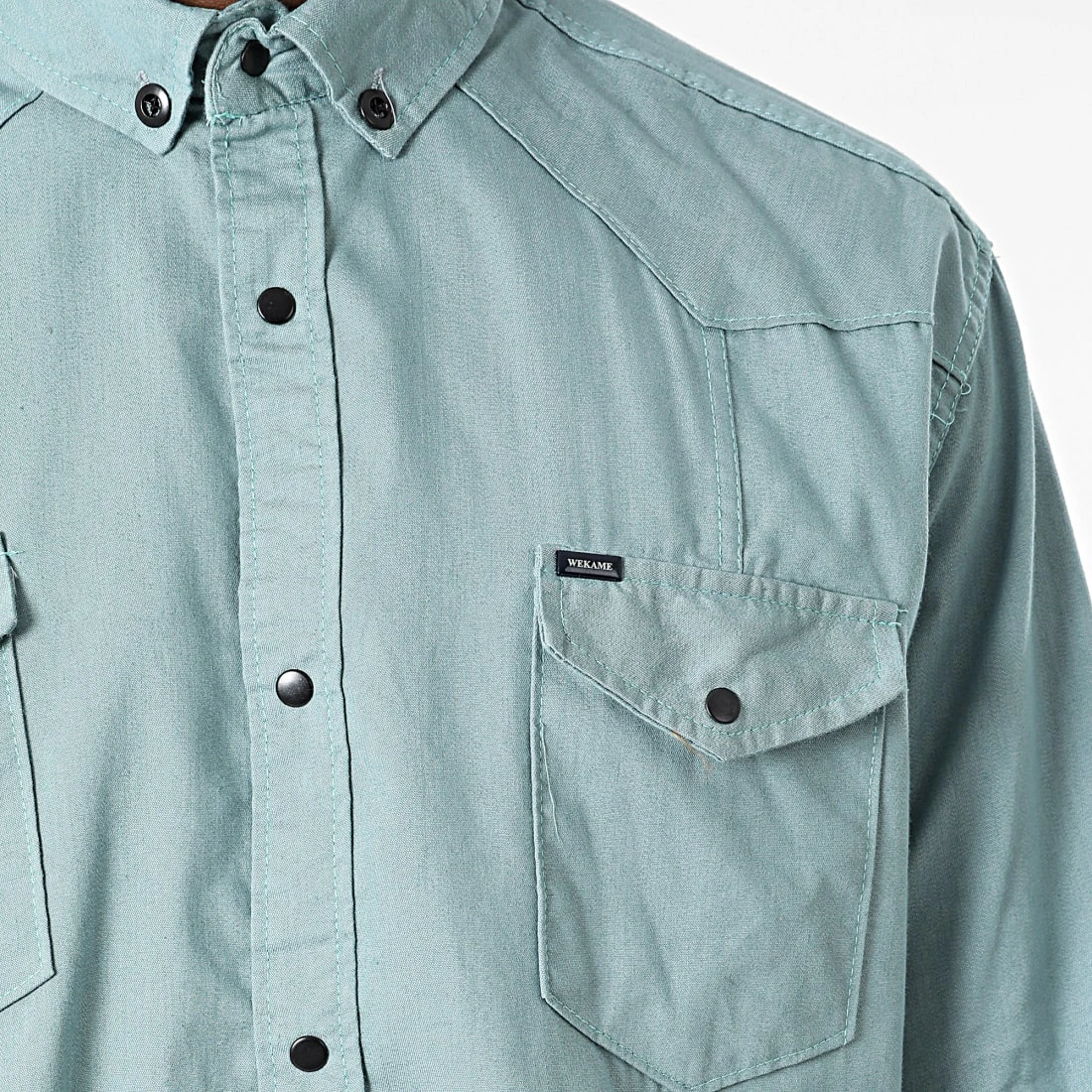 De gros 😉 Chemise Manches Longues Col Mao W-324 Bleu Vert Clair de Classic Series 🛒 4 De gros 😉 Chemise Manches Longues Col Mao W-324 Bleu Vert Clair de Classic Series 🛒 – Image 2