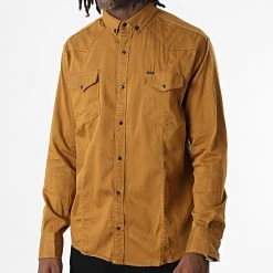 Budget 🤩 Chemise Manches Longues Col Mao W-324 Moutarde Foncé de Classic Series ✔️