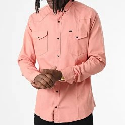 Sortie ⭐ Chemise Manches Longues Col Mao W-324 Rose de Classic Series 🔥