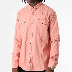 Sortie ⭐ Chemise Manches Longues Col Mao W-324 Rose de Classic Series 🔥 -HautStyle Boutique classic series 326033 W 324 SAUMON 20220701T151816 03
