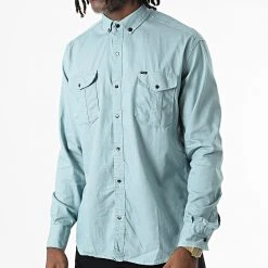 Sortie 🎁 Chemise Manches Longues W-323 Bleu Vert Clair de Classic Series ❤️ -HautStyle Boutique classic series 326046 W 323 VERT DEAU 20220701T150402 03