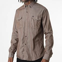 Bon marché 💯 Chemise Manches Longues W-323 Marron Foncé de Classic Series ❤️ -HautStyle Boutique classic series 326051 W 323 MARRON 20220701T150622 03