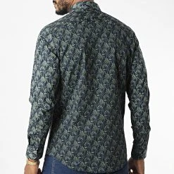 Meilleure vente ❤️ Chemise Manches Longues 7712 Bleu Marine Vert Floral de Classic Series ✨ -HautStyle Boutique classic series 328432 7712SOS BLUE 20220720T152118 04