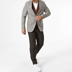 Promo 💯 Ensemble Costume 3 Pièces 11489 Beige Camel Marron de Classic Series 👍