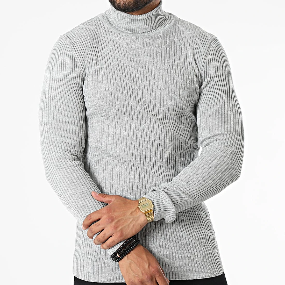 Meilleur prix 😀 Pull Col Roulé 2552 Gris de Classic Series 🌟 5 Meilleur prix 😀 Pull Col Roulé 2552 Gris de Classic Series 🌟 – Image 3