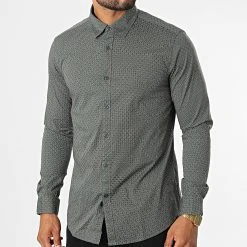 Promo ⌛ Chemise Manches Longues 7718 Vert Kaki de Classic Series ⭐