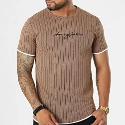 De gros ⌛ Tee 🎁 Shirt A Rayures LM278 Camel de Classic Series ⭐ -HautStyle Boutique classic series 329436 LM278 TABAC 20220728T144327 03
