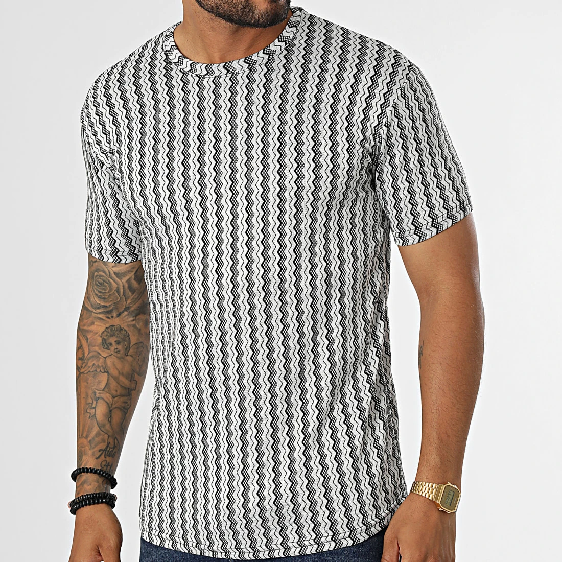 Budget 🎉 Tee Shirt LM461 Blanc Noir de Classic Series 👍 3 Budget 🎉 Tee Shirt LM461 Blanc Noir de Classic Series 👍