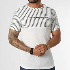 Budget 🎉 Tee 🔥 Shirt A Rayures LM479 Blanc de Classic Series ❤️ -HautStyle Boutique classic series 329601 LM479 BEYAZ 20220727T163317 03