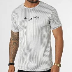 Acheter ❤️ Tee ⌛ Shirt A Rayures LM463 Gris de Classic Series 😀