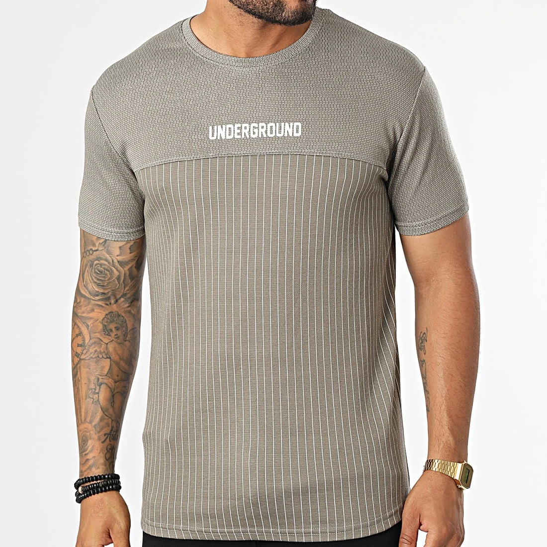 Budget 🎁 Tee 🤩 Shirt A Rayures LM471 Taupe de Classic Series ✨ 3 Budget 🎁 Tee 🤩 Shirt A Rayures LM471 Taupe de Classic Series ✨