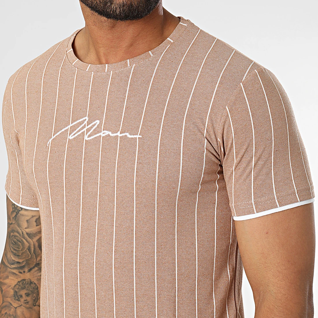 Le moins cher 🥰 Tee 😍 Shirt A Rayures LM277 Camel Chiné de Classic Series ⌛ 4 Le moins cher 🥰 Tee 😍 Shirt A Rayures LM277 Camel Chiné de Classic Series ⌛ – Image 2